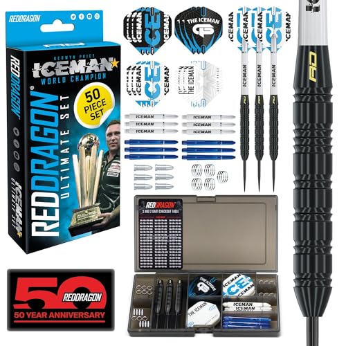 RED DRAGON Gerwyn Price Iceman Ultimate 50 Piece Darts and Accessory Set - 22 Gramm Steeltip Dartpfeile RED DRAGON Gerwyn Price Iceman Ultimate 50 Piece Darts and Accessory Set - 22 Gramm Steeltip Dartpfeile von RED DRAGON