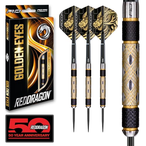 RED Dragon Golden Eye - 32 Gramm Profi Dartpfeile Set mit Flights und Schäfte (Tungsten Steel Tip Darts Set) RED Dragon Golden Eye - 32 Gramm Profi Dartpfeile Set mit Flights und Schäfte (Tungsten Steel Tip Darts Set) von RED DRAGON