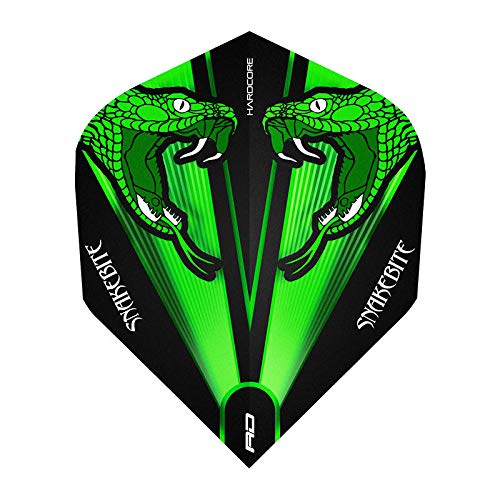 RED DRAGON Hardcore Peter Wright Snakebite Grün Transparent Dart Flights - 3 Sätze pro Packung (9 Flights insgesamt) von RED DRAGON