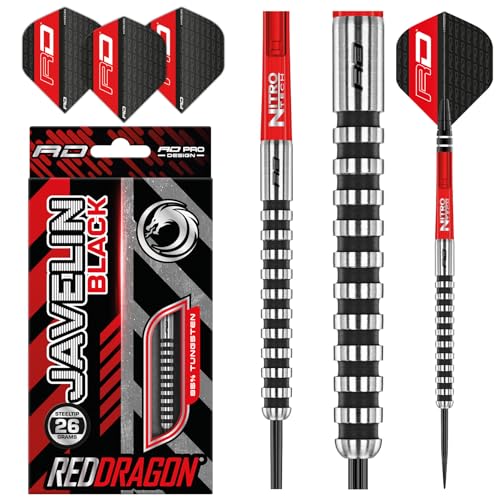 RED DRAGON Javelin Black 26g Tungsten Darts Set mit Flights und Stielen von RED DRAGON