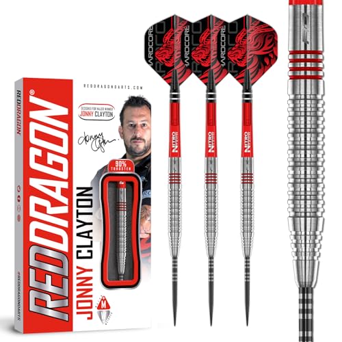 RED DRAGON Jonny Clayton Original 2.0 22 Gramm Premium Wolfram Steeltip Dart Set mit Flüge und Schäften von RED DRAGON