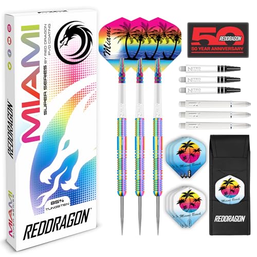 RED DRAGON Miami 24 Gramm Professionelles Tungsten-Dart-Set mit Flights und Schäften RED DRAGON Miami 24 Gramm Professionelles Tungsten-Dart-Set mit Flights und Schäften von RED DRAGON
