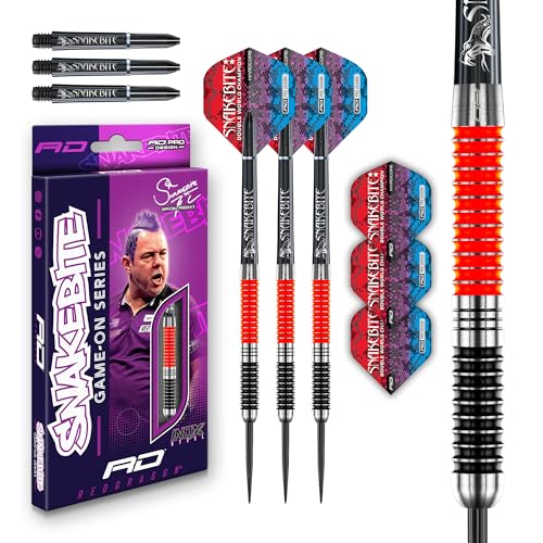 RED DRAGON Peter Snakebite Wright Game On Series 20g Stahlspitze Satz mit Dart Flüge und Dart-Schäften von RED DRAGON