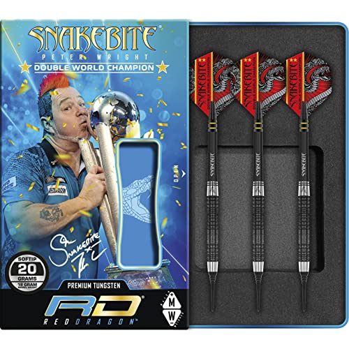 RED DRAGON Peter Wright Snakebite DWC Special Edition softip 18 Gramm Profi Wolfram-Dartset mit Flights und Schäften von RED DRAGON