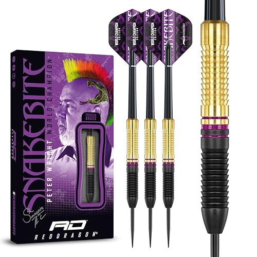 RED DRAGON Peter Wright Snakebite World Champion 2020 Darts Set - 21 Gramm Brass Steeltip Dartpfeile von RED DRAGON