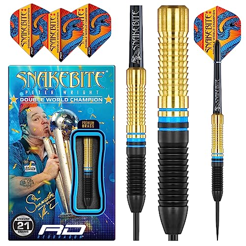 RED DRAGON Peter Wright Snakebite World Champion 2022 Darts Set - 21 Gramm Brass Steeltip Dartpfeile von RED DRAGON