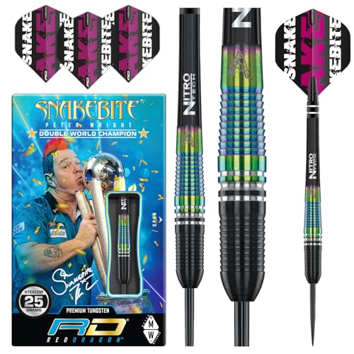 RED DRAGON Peter Wright Snakebite World Champion Torpedo SE 25 Gram Professionelles Dart-Set mit Flights and Shafts (Stems) von RED DRAGON