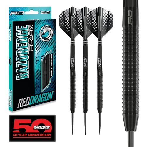 RED DRAGON Razor Edge Black 20 Gramm Dartpfeile Tungsten Profi Steel Darts mit Flights und Schäfte von RED DRAGON