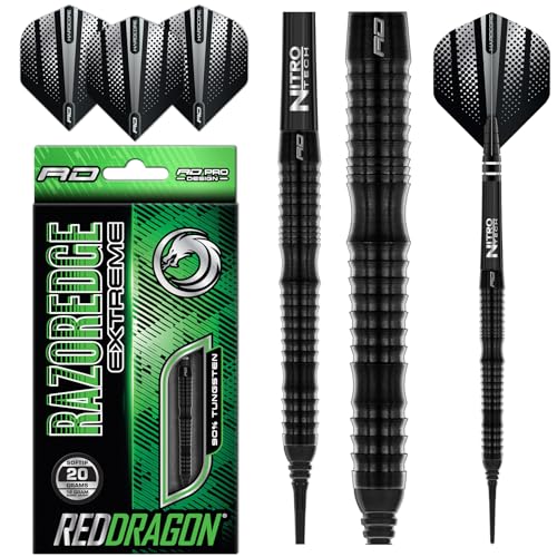 RED DRAGON Razor Edge Extreme 18 Gram Softip Professional Tungsten Darts Set with Flights and Stems von RED DRAGON