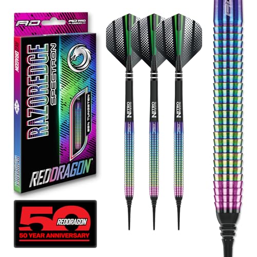 RED DRAGON Razor Edge Spectron 18 Gramm Softip Tungsten Darts mit Flights und Stielen von RED DRAGON