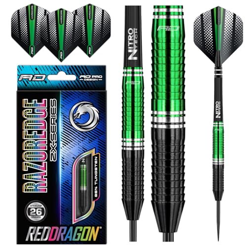 RED DRAGON Razor Edge ZX2: 26g Tungsten Darts Set mit Flights und Schäfte von RED DRAGON