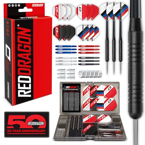 RED DRAGON Ultimate 50 Piece Darts and Accessory Set - 20 Gramm Steel Tip Dartpfeil RED DRAGON Ultimate 50 Piece Darts and Accessory Set - 20 Gramm Steel Tip Dartpfeil von RED DRAGON