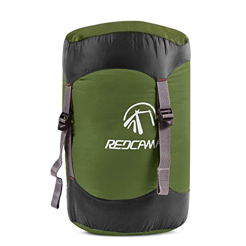 REDCAMP 40L Nylon Compression Stuff Sack for Sleeping Bag, Lightweight Compact Compression Bag for Camping Outdoor Hiking Backpacking Travelling, Army Green XL von REDCAMP