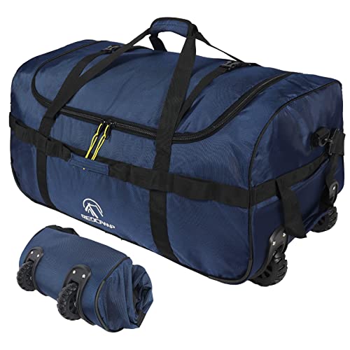 REDCAMP Reisetasche mit Rollen, groß, faltbar, Reisetasche, Gepäck mit Rollen, schwarz, 85 l/120 l/140 l, Marineblau, 120 l von REDCAMP