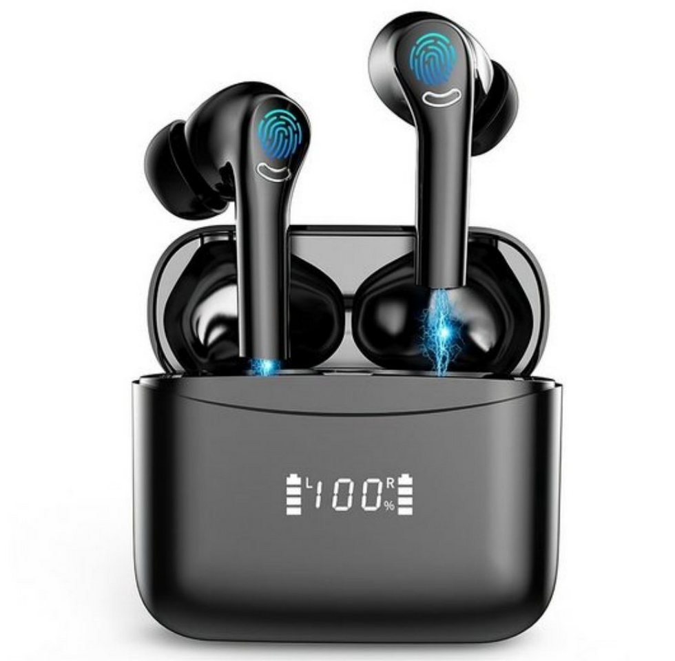 REDOM Kopfhörer Bluetooth 5.3 In Ear Headset Ohrhörer Bluetooth Kabellos Bluetooth-Kopfhörer (mit 4 ENC Mikrofon, Siri, Bluetooth, Bluetooth, Wasserdicht Ohrhörer, mit 4 ENC Mikrofon, Lärmreduzierung) von REDOM