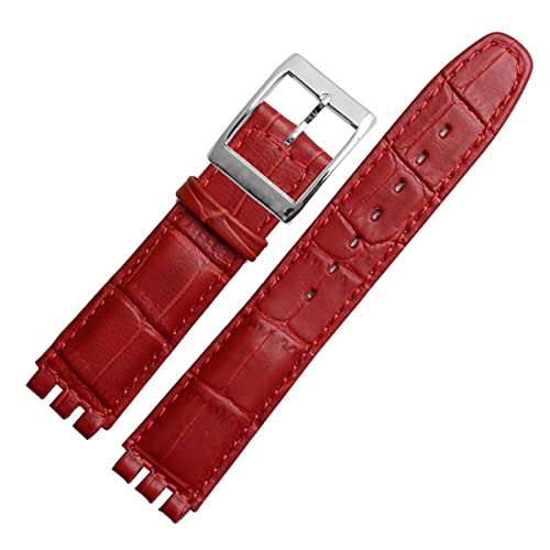 REDSNHH 17mm 19mm Echtes Kalbsleder Armband für Swatch Uhrenarmband Herren Damen Alligator Muster Armband Armband Zubehör von REDSNHH