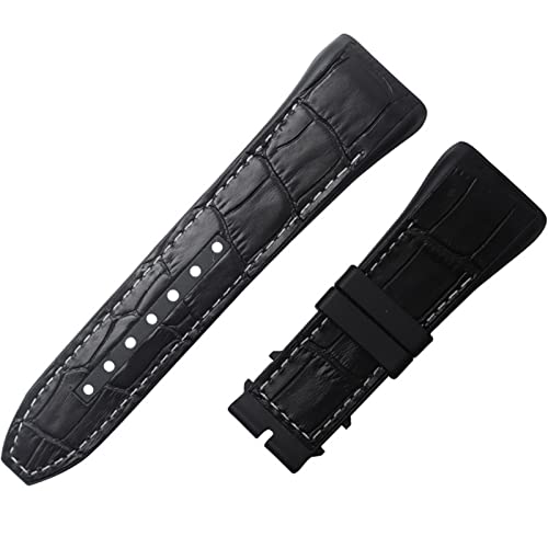 REDSNHH 28 mm Uhrenarmband aus Nylon, Rindsleder und Silikon, schwarz/blau, mit Faltschließe für die Uhr der Franck Muller-Serie von REDSNHH