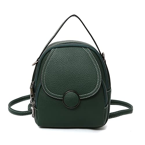 REDSNHH Damen-Lederrucksack, Mini-Soft-Touch-Multifunktions-Kleinrucksack, Umhängetasche für Damen, Mädchen-Geldbörse (Farbe: Grün, Größe: 20 x 23 cm) von REDSNHH