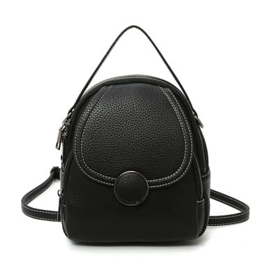 REDSNHH Damen-Lederrucksack, Mini-Soft-Touch-Multifunktions-Kleinrucksack, Umhängetasche für Damen, Mädchen-Geldbörse (Farbe: Schwarz, Größe: 20 x 23 cm) von REDSNHH