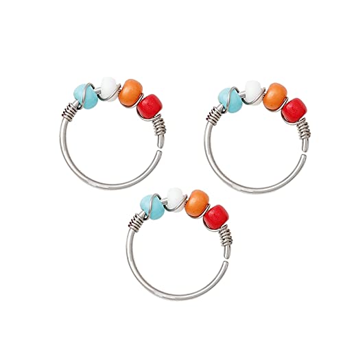 REDSNHH Edelstahlschmuck für Damen, Nasenring für Herren mit 3 offenen, runden farbigen Perlen, Piercingschmuck, Geschenk für Damen und Herren von REDSNHH