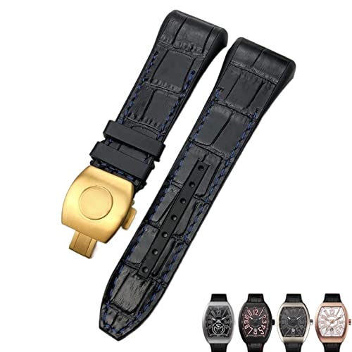 REDSNHH Für Franck Muller Uhrenarmband 28mm Rindsleder Silikon Uhrenarmband Nylon Gummi Faltschließe Uhrenarmbänder Für Männer Armband von REDSNHH