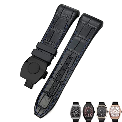 REDSNHH Für Franck Muller Uhrenarmband 28mm Rindsleder Silikon Uhrenarmband Nylon Gummi Faltschließe Uhrenarmbänder Für Männer Armband von REDSNHH