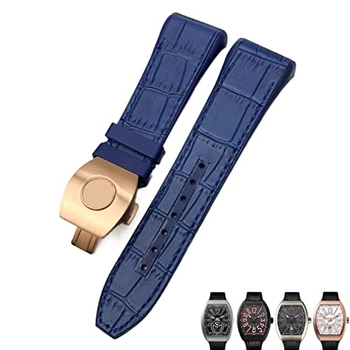 REDSNHH Für Franck Muller Uhrenarmband 28mm Rindsleder Silikon Uhrenarmband Nylon Gummi Faltschließe Uhrenarmbänder Für Männer Armband von REDSNHH