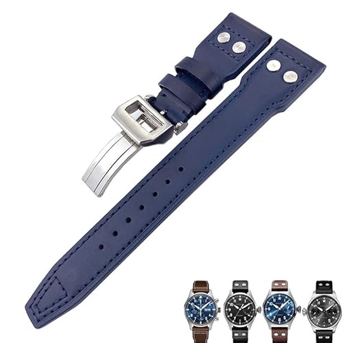 REDSNHH Für IWC Pilot Mark PORTUGIESER Portofino Für Männer Armband 20mm 21mm 22mm Italienisches Rindsleder Uhrenarmband Schwarz Blau Braun Uhrenarmbänder von REDSNHH