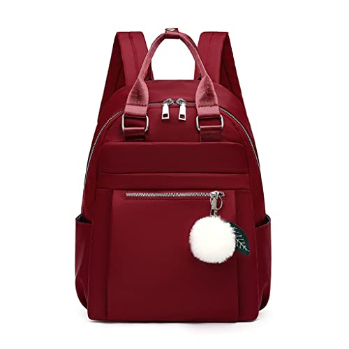 REDSNHH Modische Rucksäcke für Frauen, Rucksack für Frauen, Reiserucksack für Damen, wasserdichter Rucksack aus Nylongewebe (Farbe: Rot, Größe: 37 x 26 x 12 cm) von REDSNHH