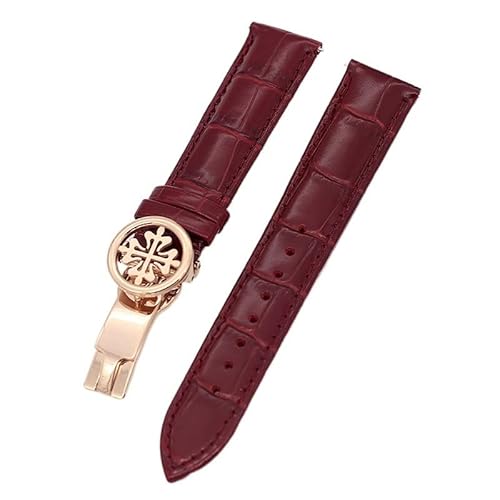 REDSNHH Uhrenarmband aus echtem Leder, 19 mm, 20 mm, 22 mm, Uhrenarmband für Patek Philippe Wath Armbänder mit Edelstahl-Faltschließe, für Herren und Damen von REDSNHH