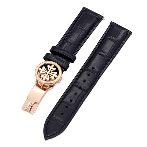 REDSNHH Uhrenarmband aus echtem Leder, 19 mm, 20 mm, 22 mm, Uhrenarmband für Patek Philippe Wath Armbänder mit Edelstahl-Faltschließe, für Herren und Damen von REDSNHH