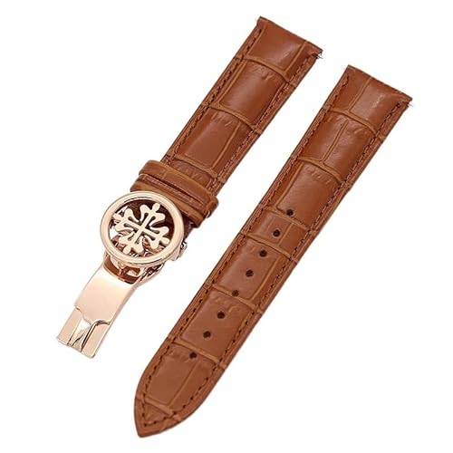 REDSNHH Uhrenarmband aus echtem Leder, 19 mm, 20 mm, 22 mm, Uhrenarmband für Patek Philippe Wath Armbänder mit Edelstahl-Faltschließe, für Herren und Damen von REDSNHH