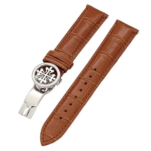 REDSNHH Uhrenarmband aus echtem Leder 19 MM 20 MM 22 MM für Patek Philippe Uhrenarmbänder mit Edelstahl-Faltschließe Herren Damen von REDSNHH