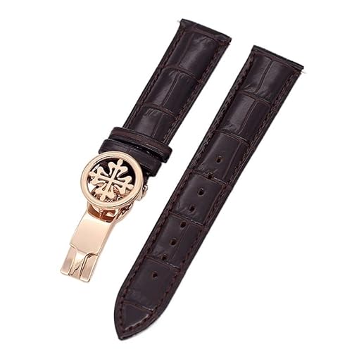 REDSNHH Uhrenarmband aus echtem Leder 19 MM 20 MM 22 MM für Patek Philippe Uhrenarmbänder mit Edelstahl-Faltschließe Herren Damen von REDSNHH