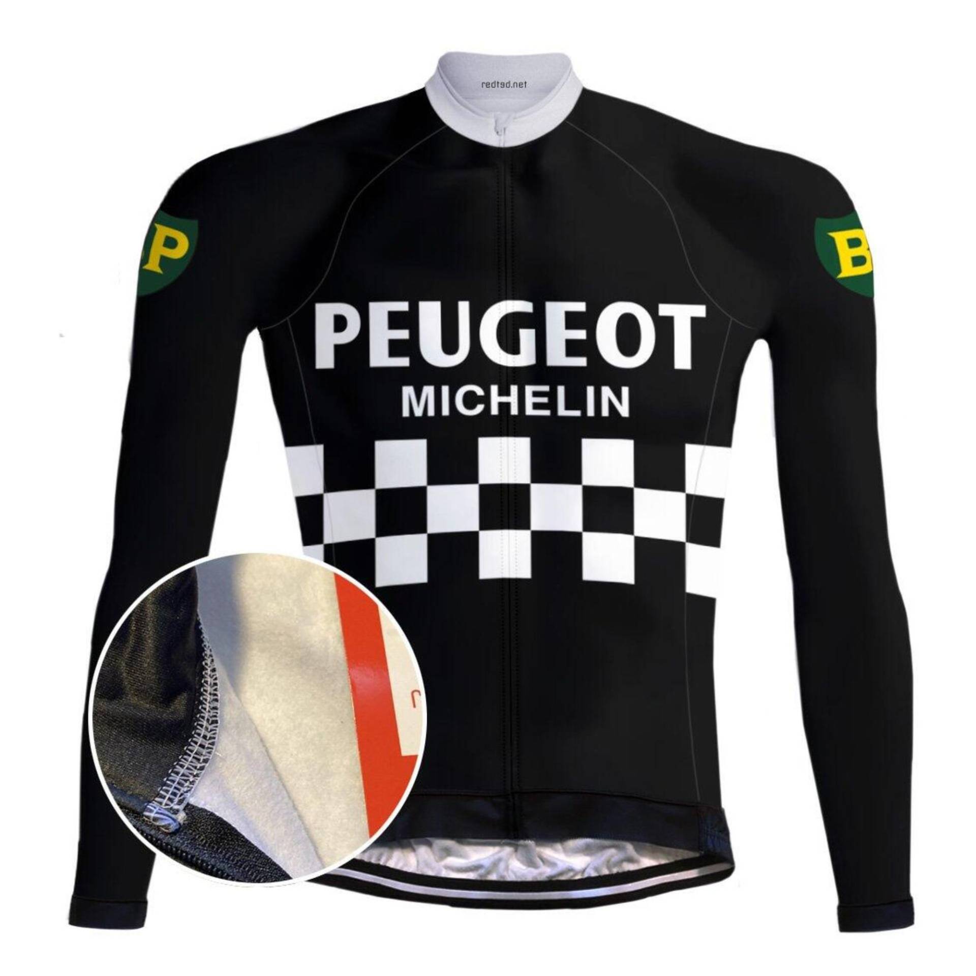 Camiseta ciclista Retro Peugeot Negra (Fleece) - REDTED von REDTED