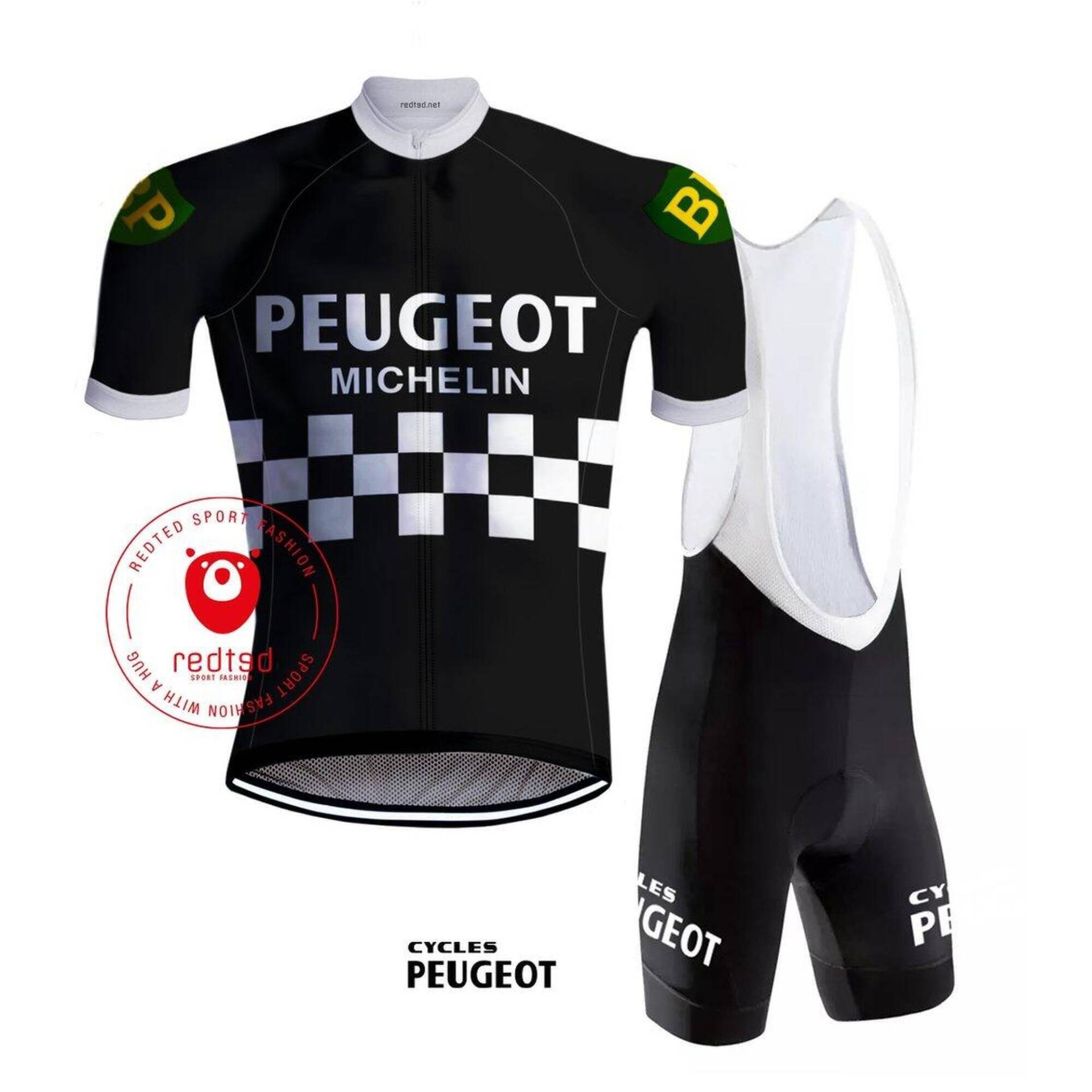 Maillot ciclista retro Peugeot Negro - REDTED von REDTED