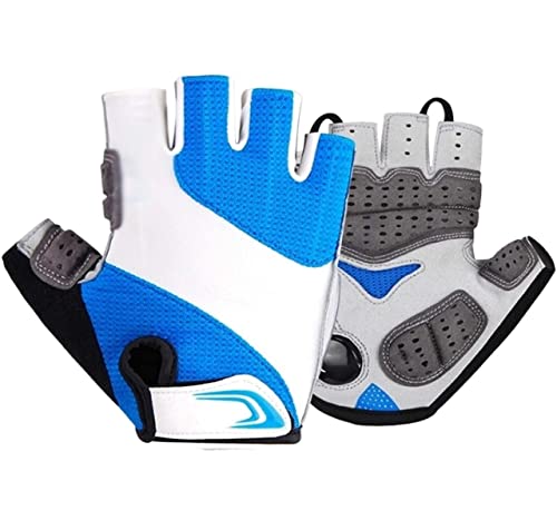 REEKOS Radsporthandschuhe Fahrradhandschuhe Gepolsterte Stoßdämpfende Rennradhandschuhe Anti-Rutsch-Mountainbike-Halbfingerhandschuh Radhandschuhe Sporthandschuhe (Color : Blue, Size : XL) von REEKOS