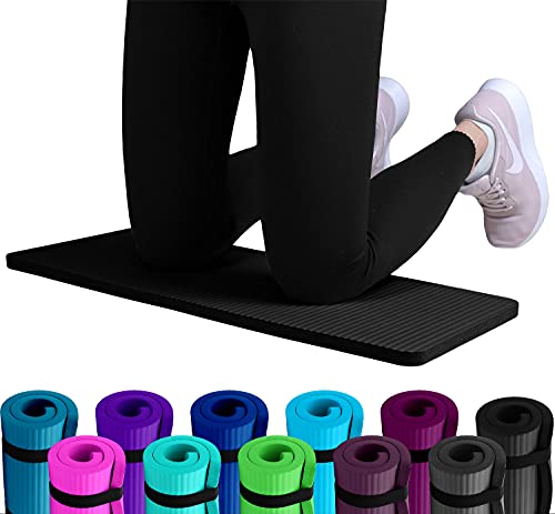 Set: 2 x REFIT FITNESS NBR Fitness Yoga Pads 25 x 61 x 1,5 cm Schwarz + Bänder Sport Kniekissen Fitnessmatte klein Kniepad Bodenkissen rutschfest Yoga Kniematte Sportmatte Knie Matte Kissen Yogamatte von REFIT FITNESS