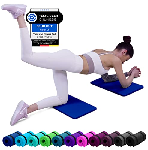 REFIT FITNESS 2er Set Yoga & Fitness Pad Comfort-Mini 25 x 61 x 1.5 cm PainProtect SmartCell NBR Yogamatte Klein Rutschfest Sportmatte Gymnastikmatte Matte Sport Gymnastik Knie Knee Pads Navy Blau von REFIT FITNESS