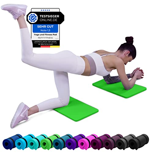 REFIT FITNESS 2er Set Yoga & Fitness Pad Comfort-Mini 25 x 61 x 1.5 cm PainProtect SmartCell NBR Yogamatte Klein Rutschfest Sportmatte Gymnastikmatte Matte Sport Gymnastik Knie Knee Pads Grün Lime von REFIT FITNESS