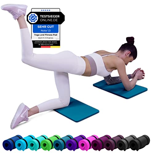 REFIT FITNESS 2er Set Yoga & Fitness Pad Comfort-Mini 25 x 61 x 1.5 cm PainProtect SmartCell NBR Yogamatte Klein Rutschfest Sportmatte Gymnastikmatte Matte Sport Gymnastik Knie Petrolblau Blau von REFIT FITNESS