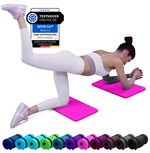 REFIT FITNESS 2er Set Yoga & Fitness Pad Comfort-Mini 25 x 61 x 1.5 cm PainProtect SmartCell NBR Yogamatte Klein Rutschfest Sportmatte Gymnastikmatte Matte Sport Gymnastik Knie Knee Pads Pink Rosa von REFIT FITNESS