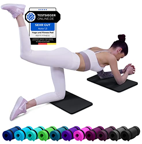 REFIT FITNESS 2er Set Yoga & Fitness Pad Comfort-Mini 25 x 61 x 1.5 cm PainProtect SmartCell NBR Yogamatte Klein Rutschfest Sportmatte Gymnastikmatte Matte Sport Gymnastik Knie Knee Pads Schwarz von REFIT FITNESS