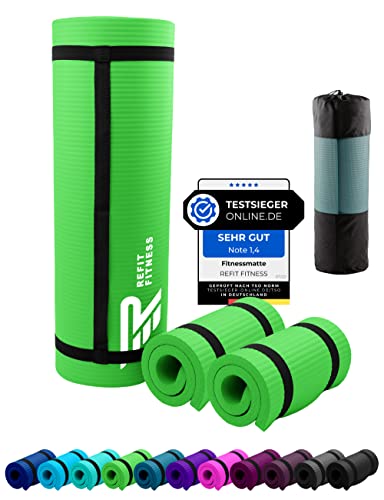 NBR Fitnessmatte Yogamatte 190 x 60 x 1.0 + 2 Fitness Pads 25 x 61 x 1,5 cm Grün Green Sportmatte Gymnastikmatte Trainingsmatte rutschfest Matte Mat Sport Yoga Kniekissen Kniematte Gymnastik Tragegurt NBR Fitnessmatte Yogamatte 190 x 60 x 1.0 + 2 Fitness Pads 25 x 61 x 1,5 cm Grün Green Sportmatte Gymnastikmatte Trainingsmatte rutschfest Matte Mat Sport Yoga Kniekissen Kniematte Gymnastik Tragegurt von REFIT FITNESS