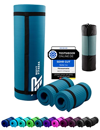 NBR Fitnessmatte Yogamatte 190 x 60 x 1.0 + Fitness Pad 25 x 61 x 1,5 cm Petrolblau Petrol Blau Blue Sportmatte Gymnastikmatte Trainingsmatte rutschfest Matte Sport Yoga Kniekissen Gymnastik Tragegurt NBR Fitnessmatte Yogamatte 190 x 60 x 1.0 + Fitness Pad 25 x 61 x 1,5 cm Petrolblau Petrol Blau Blue Sportmatte Gymnastikmatte Trainingsmatte rutschfest Matte Sport Yoga Kniekissen Gymnastik Tragegurt von REFIT FITNESS