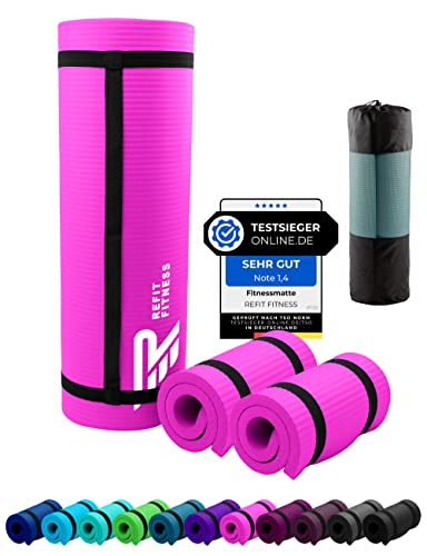 NBR Fitnessmatte Yogamatte 190 x 60 x 1.0 + Fitness Pad 25 x 61 x 1,5 cm Pink Rosa Sportmatte Gymnastikmatte Trainingsmatte rutschfest Matte Mat für Sport Yoga Kniekissen Kniematte Gymnastik Tragegurt NBR Fitnessmatte Yogamatte 190 x 60 x 1.0 + Fitness Pad 25 x 61 x 1,5 cm Pink Rosa Sportmatte Gymnastikmatte Trainingsmatte rutschfest Matte Mat für Sport Yoga Kniekissen Kniematte Gymnastik Tragegurt von REFIT FITNESS