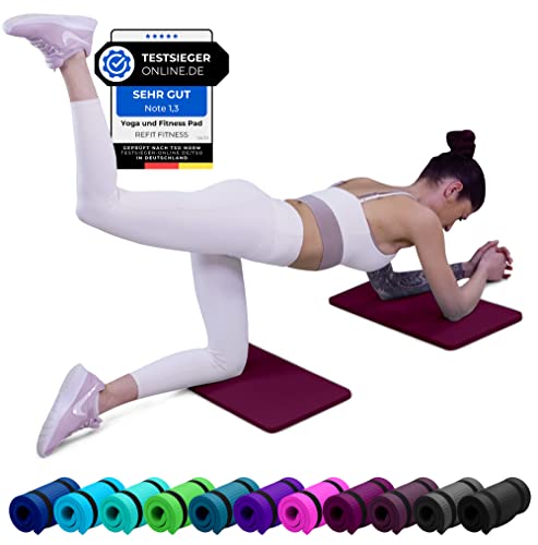 REFIT FITNESS 2er Set Yoga & Fitness Pad Comfort-Mini 25 x 61 x 1.5 cm PainProtect SmartCell NBR Yogamatte Klein Rutschfest Sportmatte Gymnastikmatte Matte Sport Gymnastik Knie Fitnessmatte Beere von REFIT FITNESS