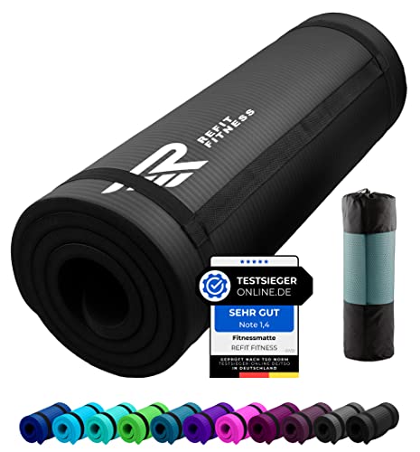 REFIT FITNESS Gymnastikmatte Profi 190 x 60 x 1.5 cm Schwarz PainProtect SmartCell NBR rutschfeste Yoga Matte Pilates Sport Gymnastik Yogamatte 15 MM Sportmatte Tragegurt Tasche REFIT FITNESS Gymnastikmatte Profi 190 x 60 x 1.5 cm Schwarz PainProtect SmartCell NBR rutschfeste Yoga Matte Pilates Sport Gymnastik Yogamatte 15 MM Sportmatte Tragegurt Tasche von REFIT FITNESS