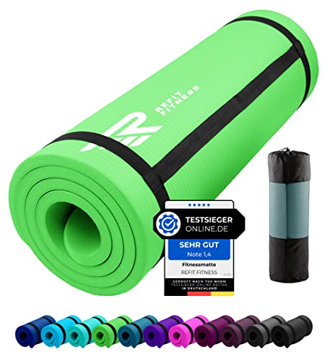 REFIT FITNESS Gymnastikmatte Profi 190 x 60 x 1.0 cm Grün PainProtect SmartCell NBR rutschfeste Yoga Matte Pilates Sport Gymnastik Yogamatte 10 MM Sportmatte Tragegurt Tasche REFIT FITNESS Gymnastikmatte Profi 190 x 60 x 1.0 cm Grün PainProtect SmartCell NBR rutschfeste Yoga Matte Pilates Sport Gymnastik Yogamatte 10 MM Sportmatte Tragegurt Tasche von REFIT FITNESS