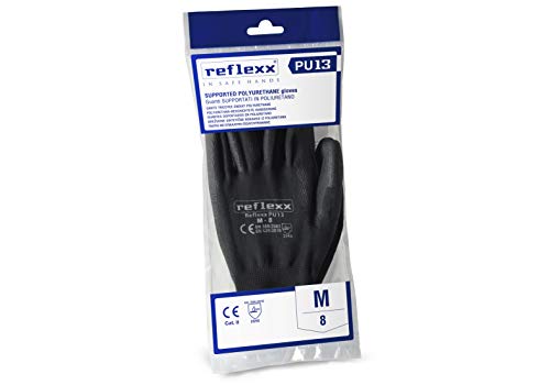 Reflexx PU13/S Handschuhe unterstützte PU, 50 Stück, Größe S, schwarz von REFLEXX